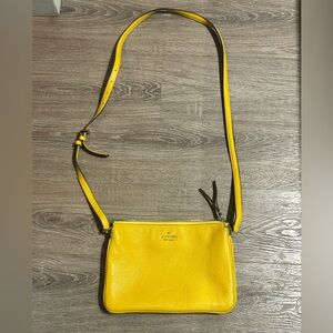 Kate Spade New York Yellow Pebbled Leather Crossbody Bag